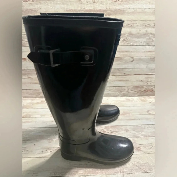 Hunter Original Gloss Tall Rain Boots Women’s Size 6 Black Galoshes - Picture 10 of 10